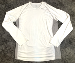 Nike Shirt Mens XL White Gray Fitted Long Sleeve Pro Combat Compression Dri Fit - £14.89 GBP