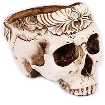 Halloween Decor Resin Skull Shaped Head Flower Pot Planter Container Decoration  - £21.46 GBP