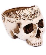 Halloween Decor Resin Skull Shaped Head Flower Pot Planter Container Decoration  - $26.72