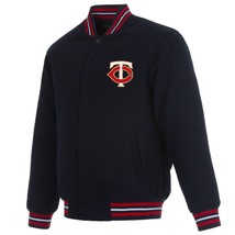 MLB Minnesota Twins  JH  Design Wool Reversible Jacket  Navy  2 Front  Logos - £111.55 GBP