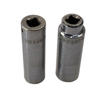 Mac Tools 1/4&quot; Drive 6PT Deep Chrome Socket Lot of 2: MD146 7/16&quot; MD166 1/2&quot; - £19.15 GBP