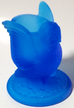 Owl Toothpick Holder Blue Mist Satin Glass Westmoreland - $16.82