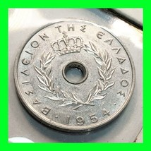 Greece 5 Lepta Coin 1954 Olive Branch Vintage Coin - $14.84