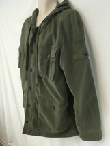 Timberland Mens XL Army Green Lined Button Zip Frt Hooded Field Coat - $70.39