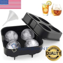 2&quot; Large Round Silicone Ice Cube Ball Maker Tray Sphere Molds Bar Whiskey+Funnel - £14.38 GBP