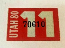 Nov. 1980 Utah Motorcycle Car Truck New License Plate Registration Stick... - $15.04