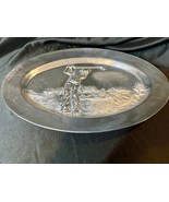 Golan Designs Handmade Pewter Golf Scene Platter Oval Serving Tray Mexico - $59.31 CAD