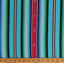 Stripes Southwestern Woven Look Fiesta Green Cotton Fabric Print Bty D763.58 - £16.30 GBP