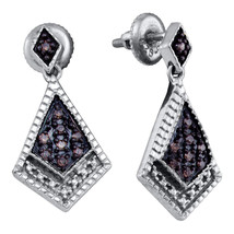 Sterling Silver Brown Diamond Screwback Stud Dangle Earrings New Womens - $109.00