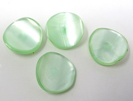 4 Light Green Shank Buttons 5/6&quot; Plastic Vintage Curved Blouse Shirt Costume #34 - £7.08 GBP