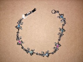 Lizard Bracelet With Colored Gems, 7 inches, Hinged Clasp - £9.49 GBP