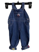 Oshkosh T Overalls Boys Size 6-9 months eddy Bear in Car Denim Cuffed Bibs Jean - £10.12 GBP