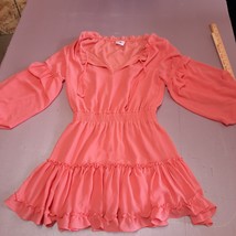 Ruby Love Mini Shirt Dress Women Small Pink Layered Ruffle Cute - £13.10 GBP