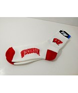 Men&#39;s Wisconsin Badgers Socks Size Large FBF new white red W logo - £5.43 GBP