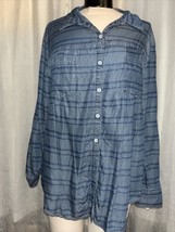 Style &amp; Co. Women&#39;s Button Down Shirt Blue &amp; White Striped Size XL - £9.54 GBP