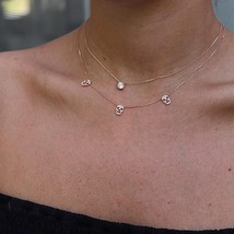 925 sterling silver skeleton cz  charm choker necklace delicate thin chain Punk  - $23.77