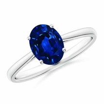 ANGARA 8x6mm Natural Solitaire Blue Sapphire Cocktail Ring in Sterling Silver - £396.11 GBP+