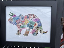 Triceratops! - Vintage Postage Stamp Collage Art - £54.14 GBP