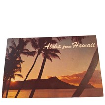 Postcard Sun Rising Over Diamond Head Aloha From Hawaii Palm Trees Chrom... - £5.44 GBP