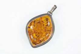 Vintage Sterling Silver Baltic Amber Pendant 12.8g - $204.68