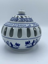 Bombay Candle Holder Asian Blue &amp; White Cage With Top And Base Never Used - £10.14 GBP