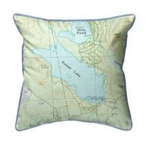 Betsy Drake Sunset Lake, NH Nautical Map Large Corded Indoor Outdoor Pillow - £42.80 GBP