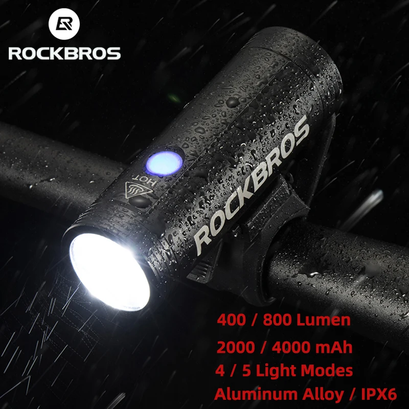 ROCKBROS Bike Front Light 400/800/1000LM USB Waterproof Bicycle Handlebar Lamp - £25.30 GBP+