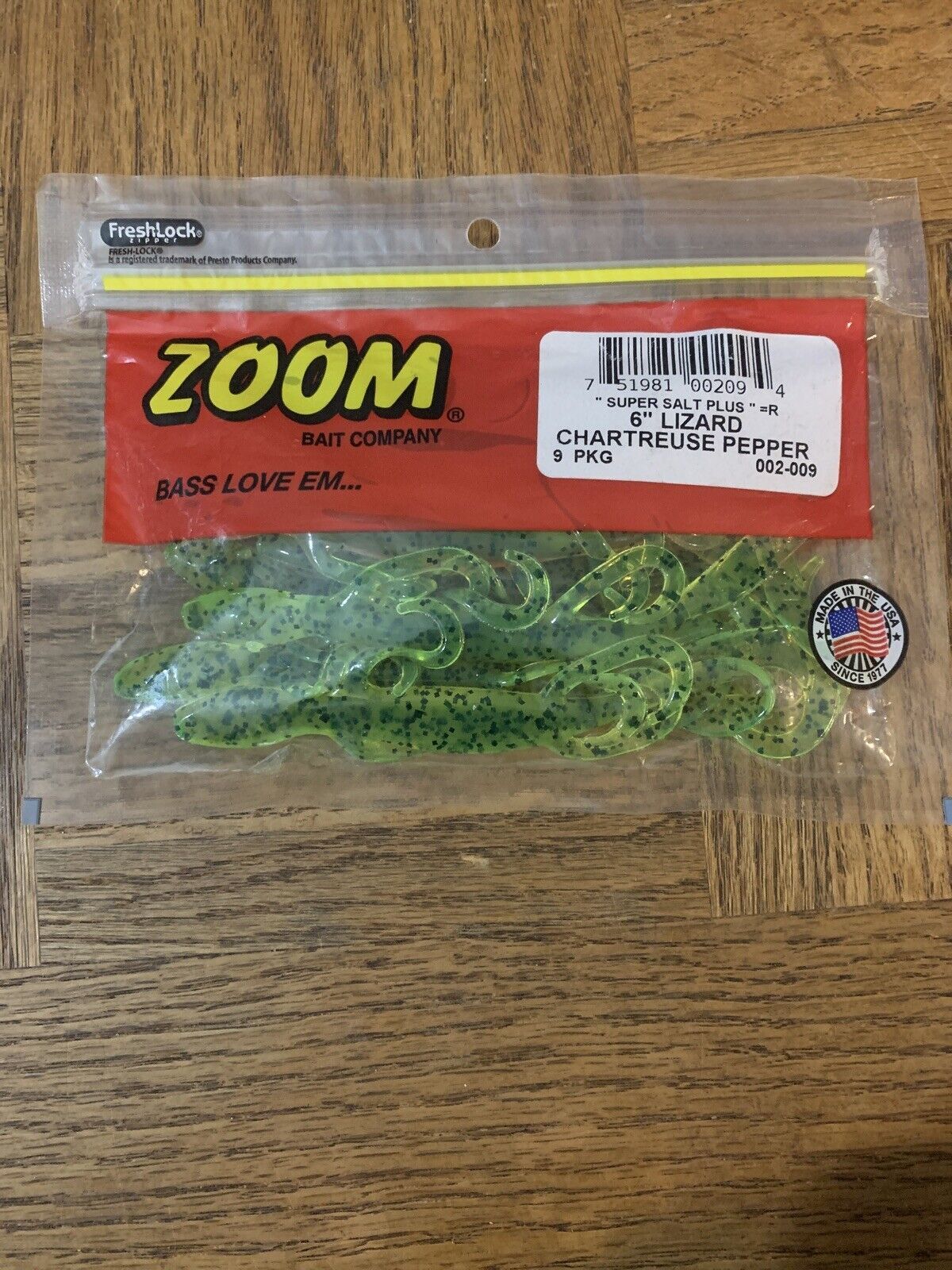 ZOOM 6” Lizard Chartreuse Pepper 9 Pack - $6.81