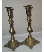 Vintage Brass Candlestick Holders made in India square Base 8.75” TALL - $25.58 CAD
