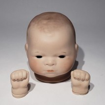 VTG Porcelain Bisque Hand Painted Grace Putnam 6” Baby Doll Head Clenched Hands - £18.34 GBP