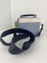 Michael Kors Mini Mott Crossbody Bag Colorblock Leather Blue White Zip B2J - £61.10 GBP