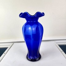 Two Toned Blue Ruffled Edge Vase 8&quot; - £24.92 GBP