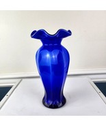 Two Toned Blue Ruffled Edge Vase 8&quot; - £24.82 GBP