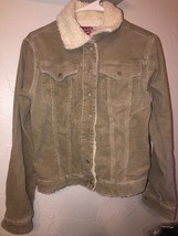 Vintage Lazer Jeans Womens SZ Medium Beige Corduroy Trucker Jacket Sherp... - £10.70 GBP