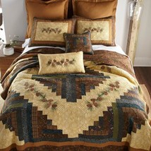 Donna Sharp Cabin Raising Pine Cone Quilted Collection Embroidered Country Cabin - £31.02 GBP+