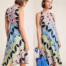 ANTHROPOLOGIE Kenzie Asymmetrical Colorful Retro Mod Geometric Print Dress Sz 2P - £34.00 GBP