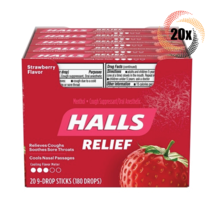 Full Box 20x Packs HALLS Relief Strawberry Cough Drops ( 9 Drops Per Pack) - £29.45 GBP