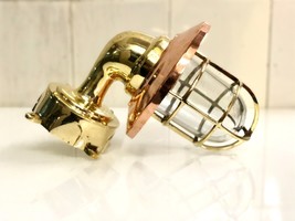 Nautical Style Ship Wall Passageway Light Fixture Copper Shade &amp; Junction Box - $178.20