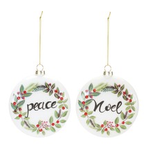 Peace and Noel Disc Ornament (Set of 12) 4.25&quot;H Glass - £79.17 GBP