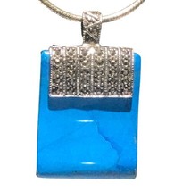 sterling silver marcasite blue turquoise pendant only no chain 22 Grams - £67.92 GBP