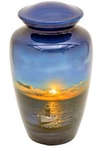 Large/Adult 200 Cubic Inch Fisherman on a Boat Aluminum Cremation Urn for Ashes - £159.83 GBP