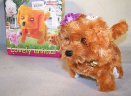2 Fuzzy Walking Barking Toy Moving Dog Play Pet Battery Operated New Light Eyes - £9.68 GBP