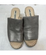 Karl Lagerfeld Paris Carina Silver Metallic Leather Wedge Heels Antique ... - $77.03 CAD