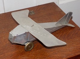 Vintage Silver Eagle Ferdinand Strauss Inc. Tin Wind Up Toy Airplane - $162.64 CAD
