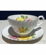 Vtg Stanley England Fine Bone China Flat Cup &amp; Saucer Set Yellow &amp; Pink ... - €21,21 EUR
