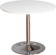 Target Marketing Systems Pisa Round Dining Table With Chrome Plated Base,, White - £169.53 GBP