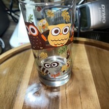 Vintage Libbey Crisa Hoot Owl Fall Fox Highball Retro Drinking Glass - $9.95