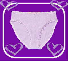 M L XL XXL Lilac Heart PointelleCotton Victorias Secret HighLeg WaistBrief Panty - £9.95 GBP