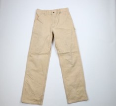Vtg 90s Carhartt Mens 34x34 Faded Spell Out Wide Leg Canvas Pants Beige USA - £78.85 GBP