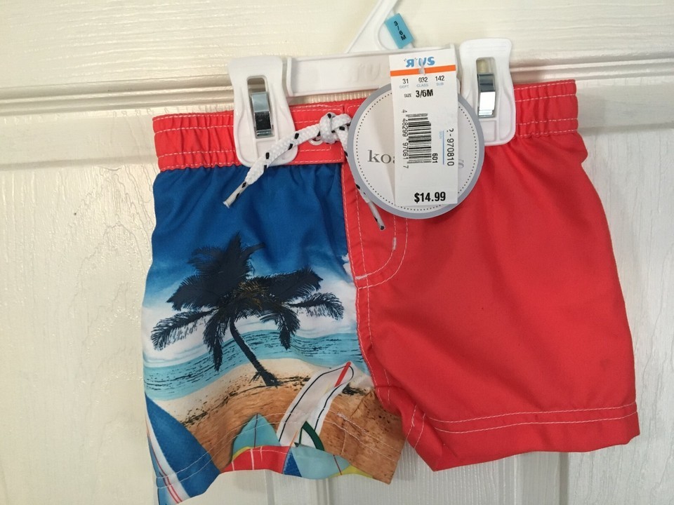 Koala Kids Brand Boy&#39;s Orange Swim Trunks 3/6 Month *NEW W/TAGS* r1-24 - $7.99